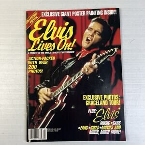 Elvis Lives On! July 1992 Fan Magazine 200 Plus Photos Fold Out Poster Tribute